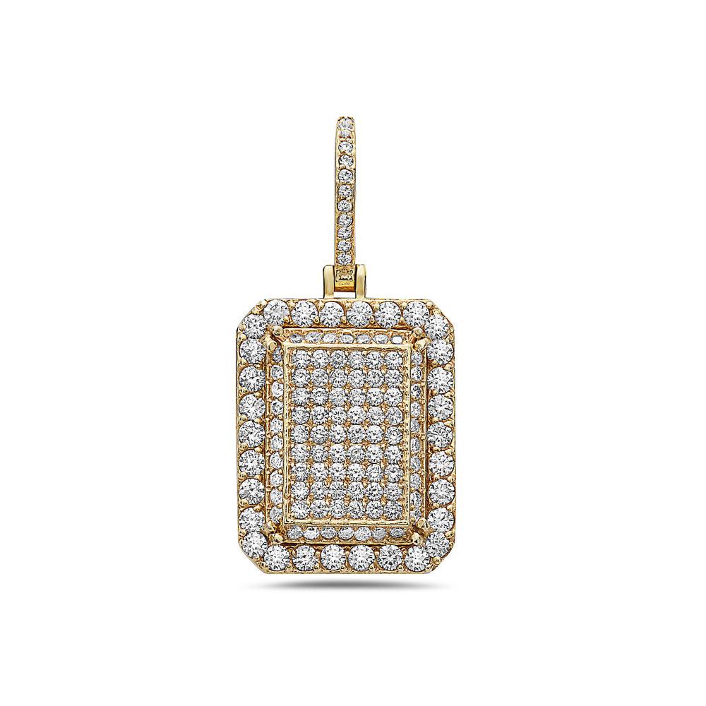 Men's 14K Yellow Gold Box Pendant with 5.80 CT Diamonds