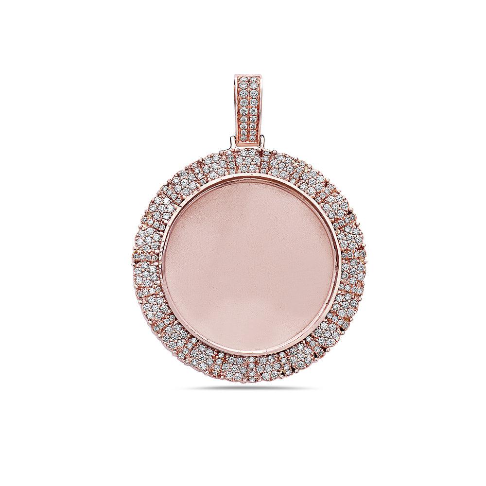 14K ROSE GOLD ROUND DIAMOND PICTURE PENDANT 2.40 CT