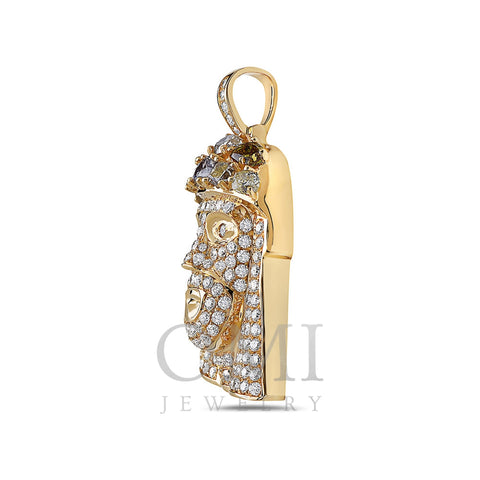 14K Yellow Gold Jesus's Head  Pendant with 3.24CT Diamonds