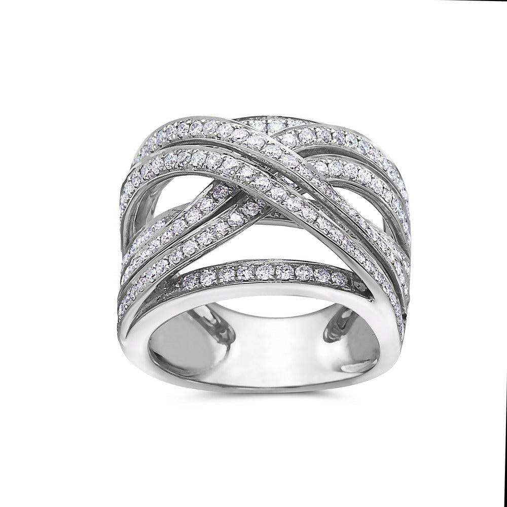 Ladies 18k White Gold Ring Diamond 1.55 CT Right Hand Ring