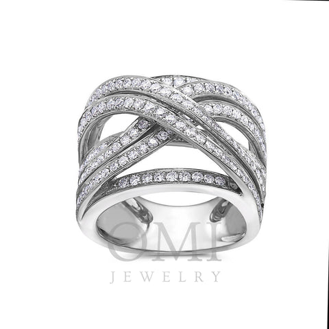 Ladies 18k White Gold Ring Diamond 1.55 CT Right Hand Ring