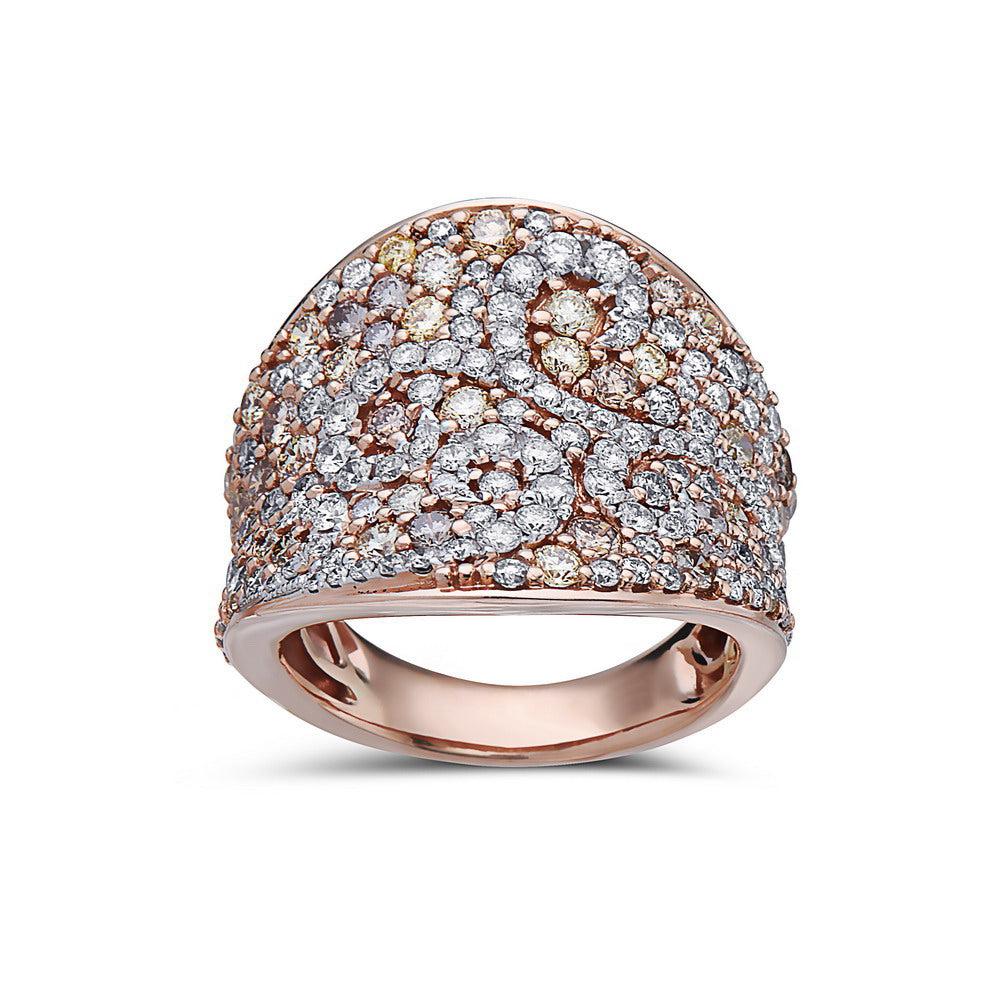 Ladies 18k Rose Gold Diamond 2.85 CT Right Hand Ring