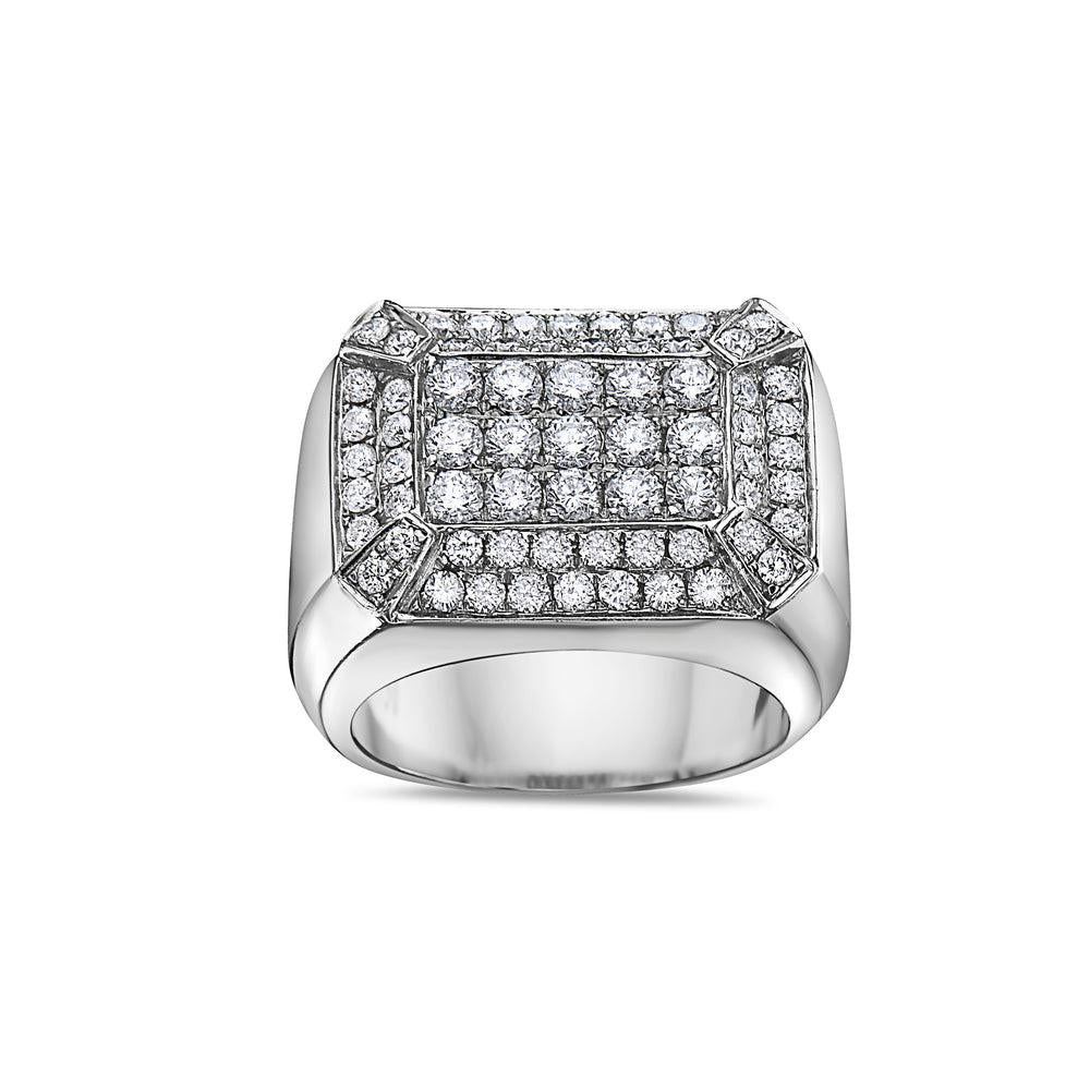 14K GOLD ROUND DIAMOND RECTANGULAR RING 3.04 CT
