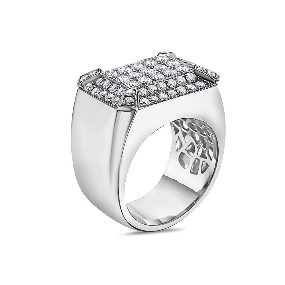 14K GOLD ROUND DIAMOND RECTANGULAR RING 3.04 CT