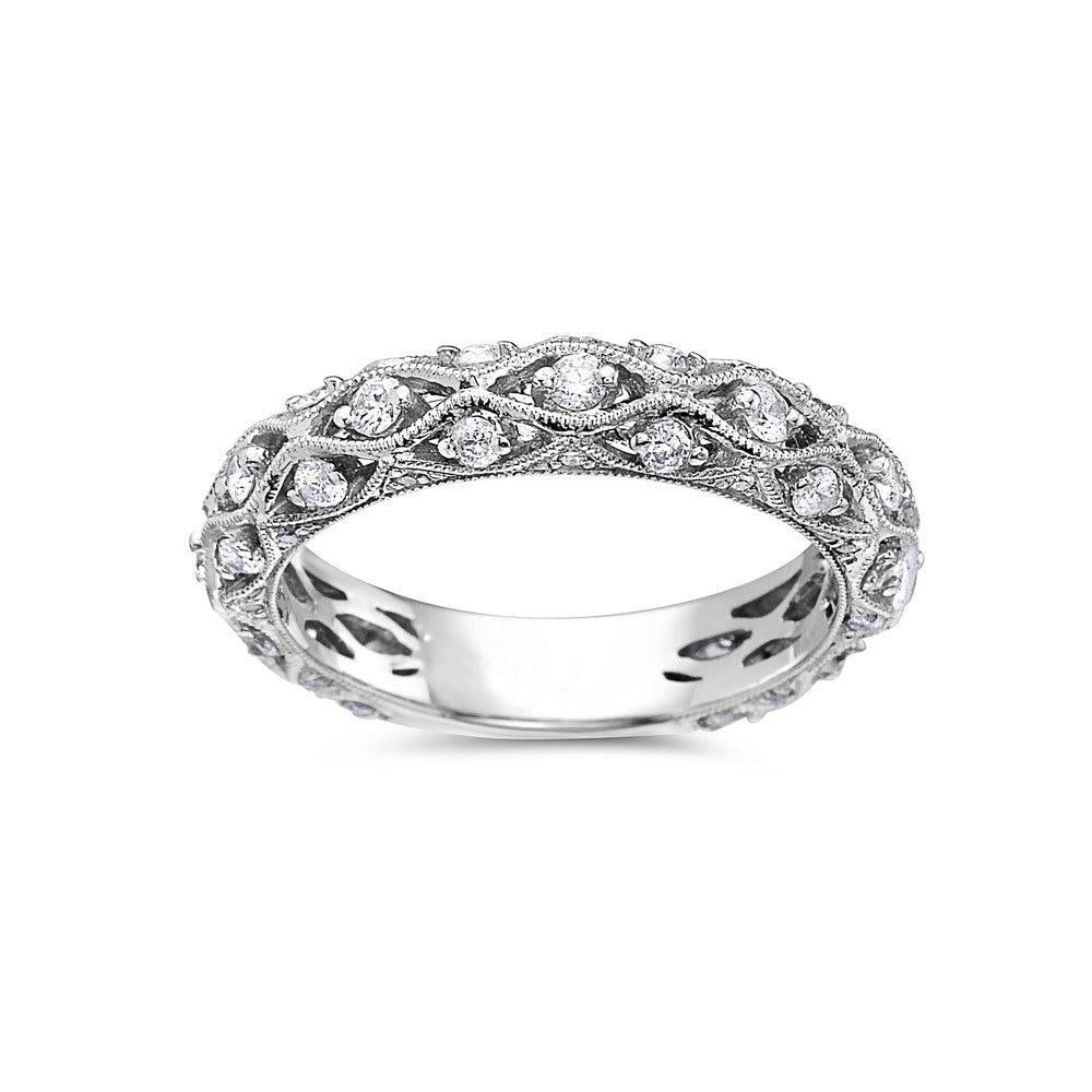 Ladies 18k White Gold Diamond 0.75CT Wedding Band
