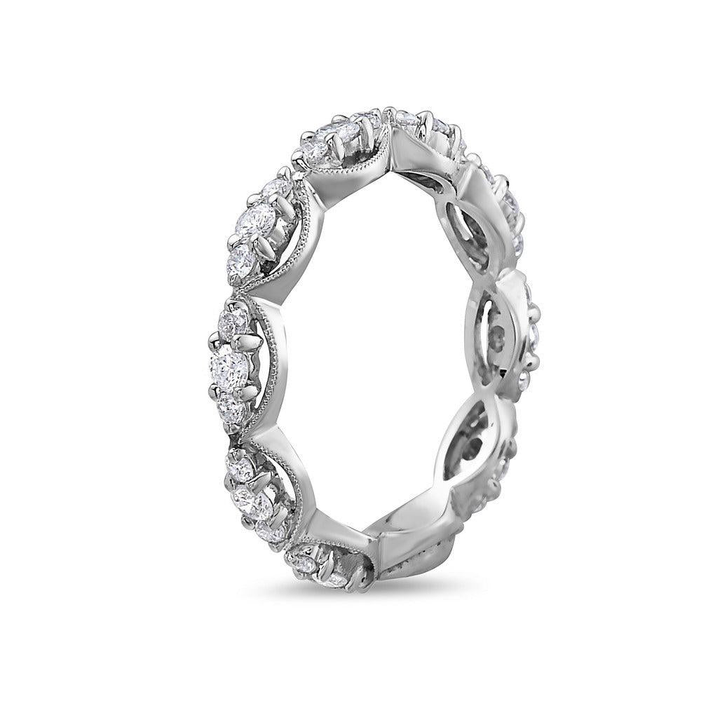 Ladies 18k White Gold Diamond 0.84 CT Wedding Band