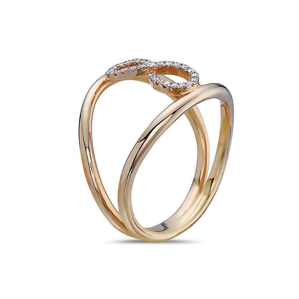Ladies 18k Yellow Gold Diamond 0.11 CT Right Hand Ring