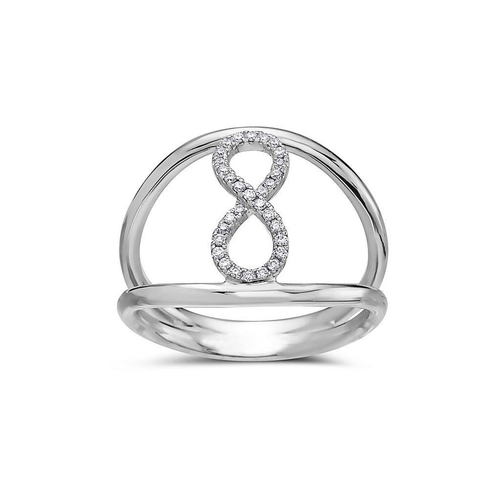 Ladies 18k White Gold Diamond 0.11 CT Right Hand Ring