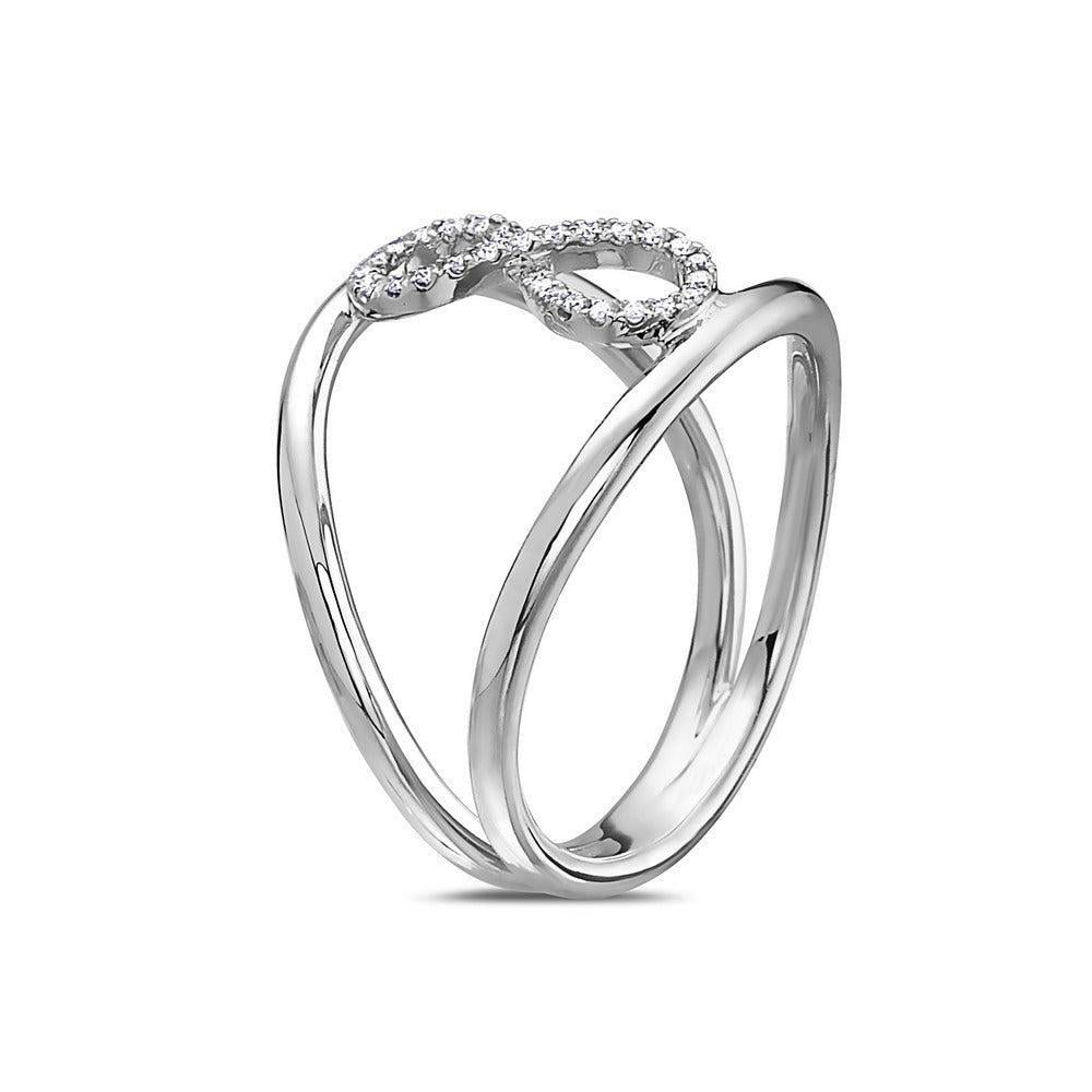 Ladies 18k White Gold Diamond 0.11 CT Right Hand Ring
