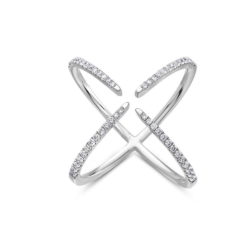 Ladies 18k White Gold Diamond 0.30 CT Right Hand Ring