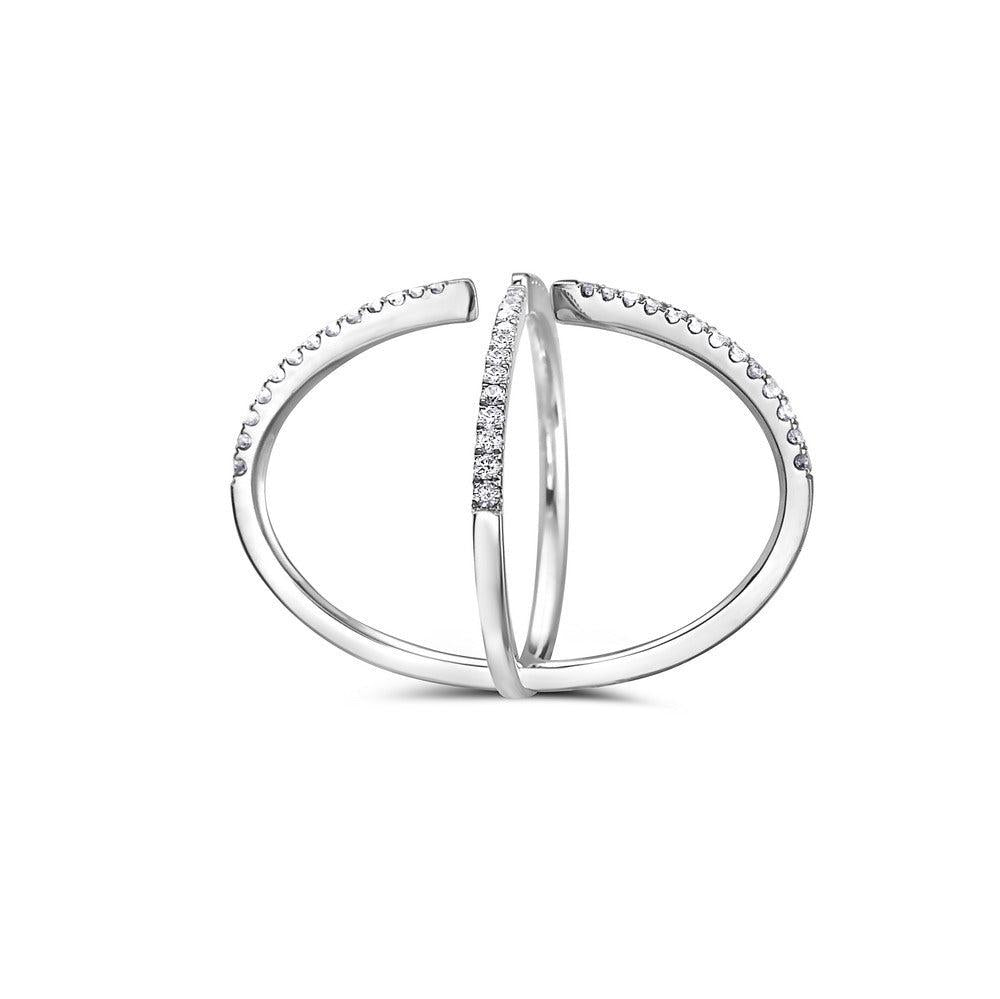 Ladies 18k White Gold Diamond 0.30 CT Right Hand Ring