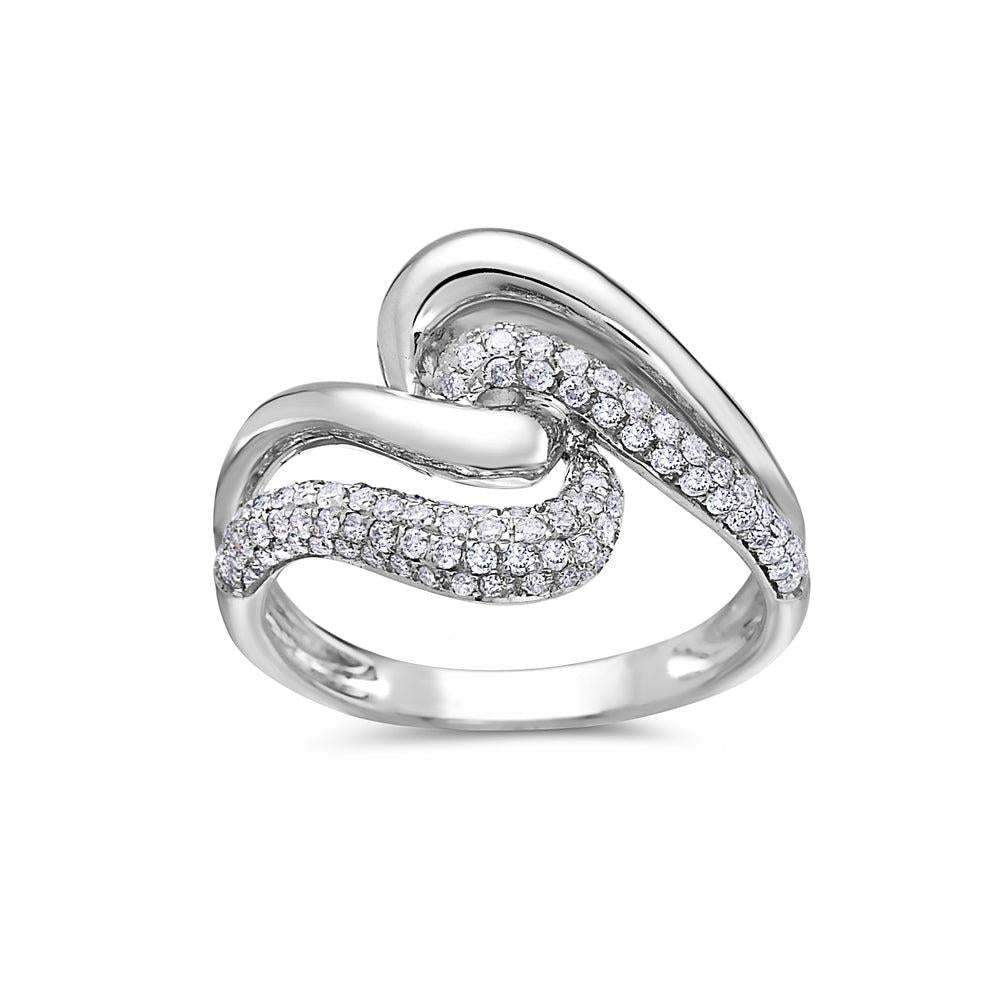Ladies 18k White Gold Diamond 0.65CT Right Hand Ring