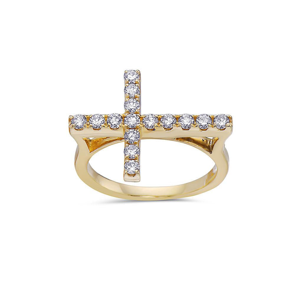 Ladies 14k Yellow Gold Diamond 0.53 CT Right Hand Ring