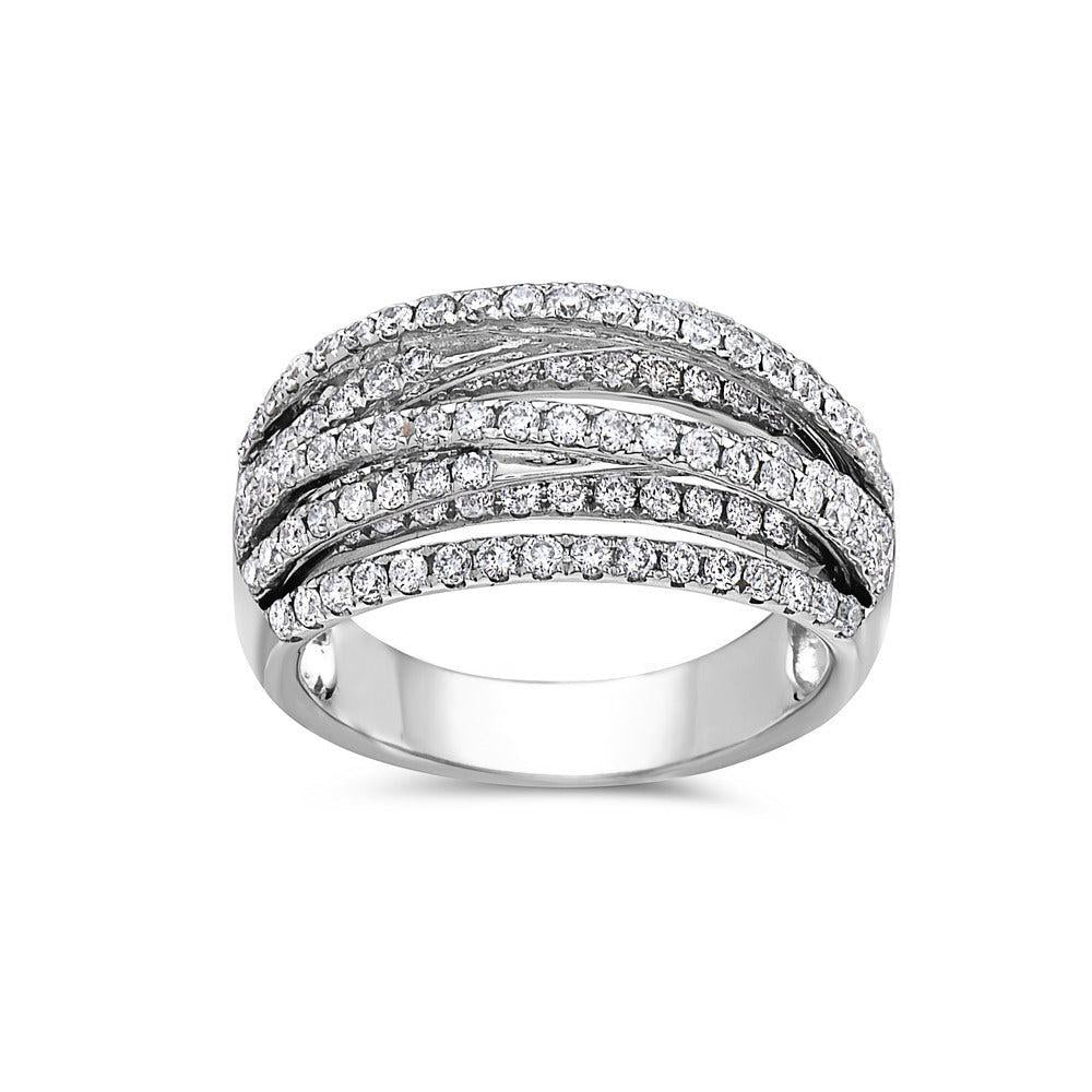 Ladies 18k White Gold Diamond 1.35 CT Right Hand Ring