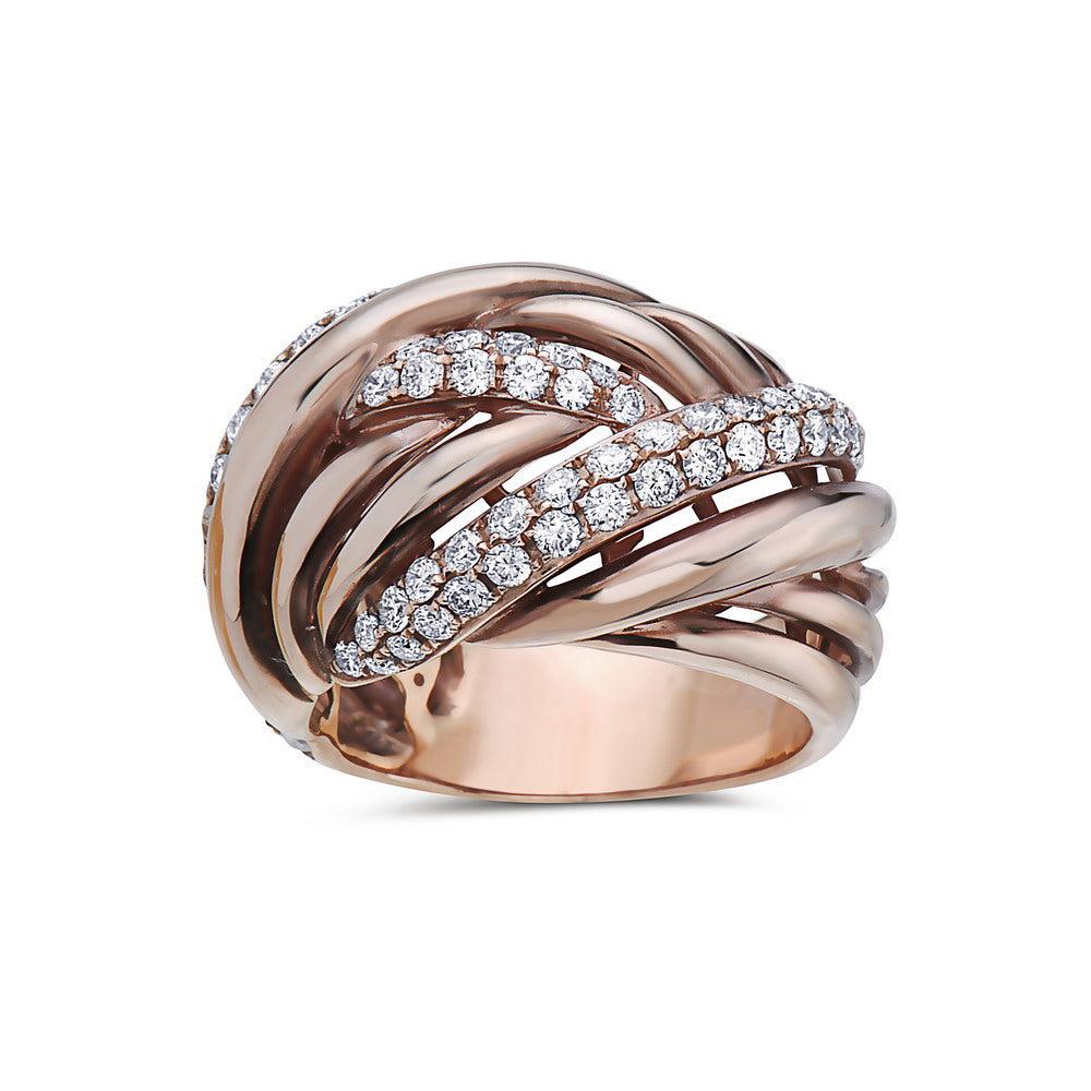 18K ROSE GOLD ROUND DIAMOND RIGHT HAND RING 1.46 CT