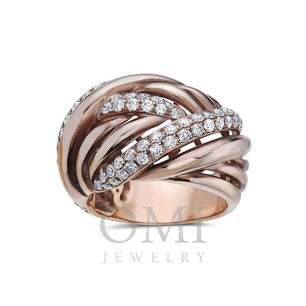 Ladies 18k Rose Gold Diamond 1.46 CT Right Hand Ring