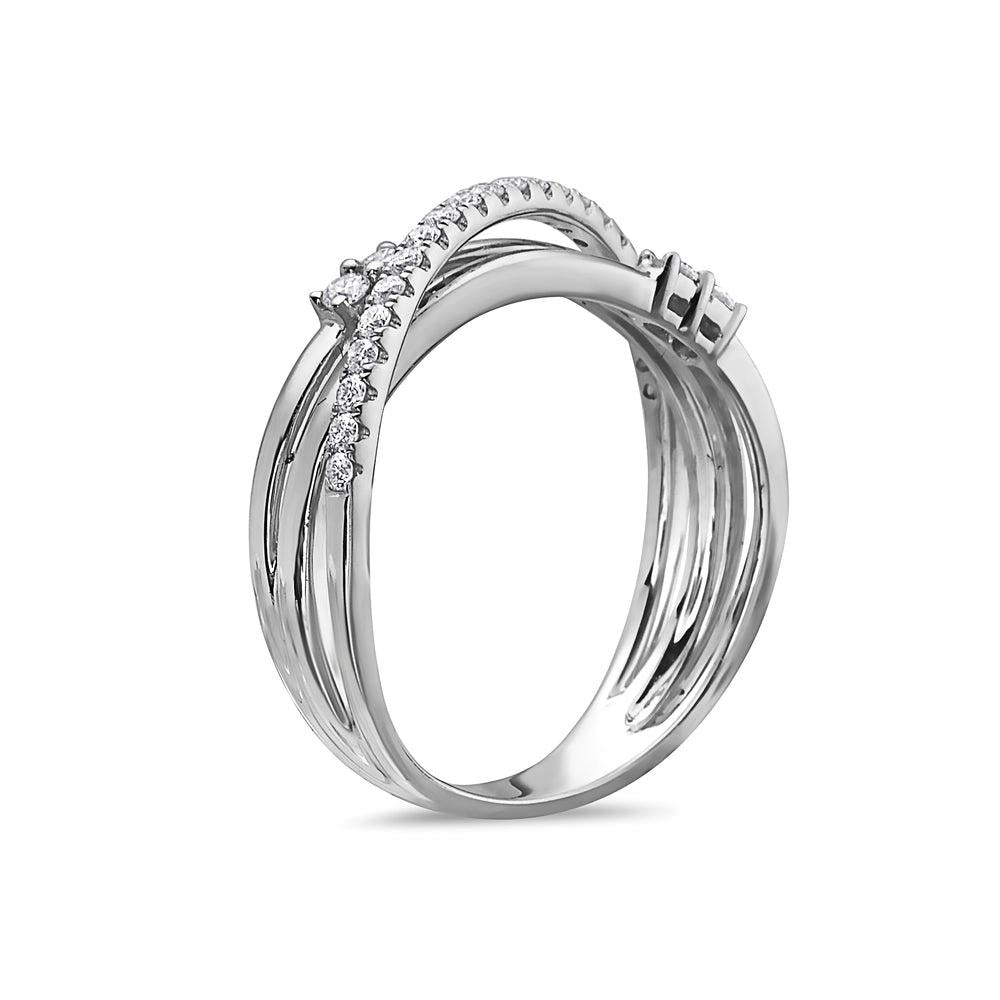 Ladies 18k White Gold Diamond 0.35 CT Right Hand Ring