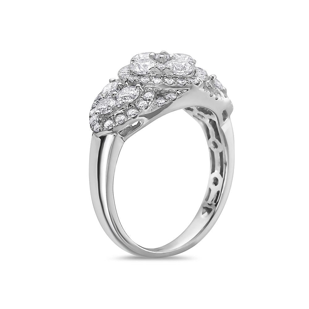 Ladies 18k White Gold Diamond 1.71 CT Right Hand Ring