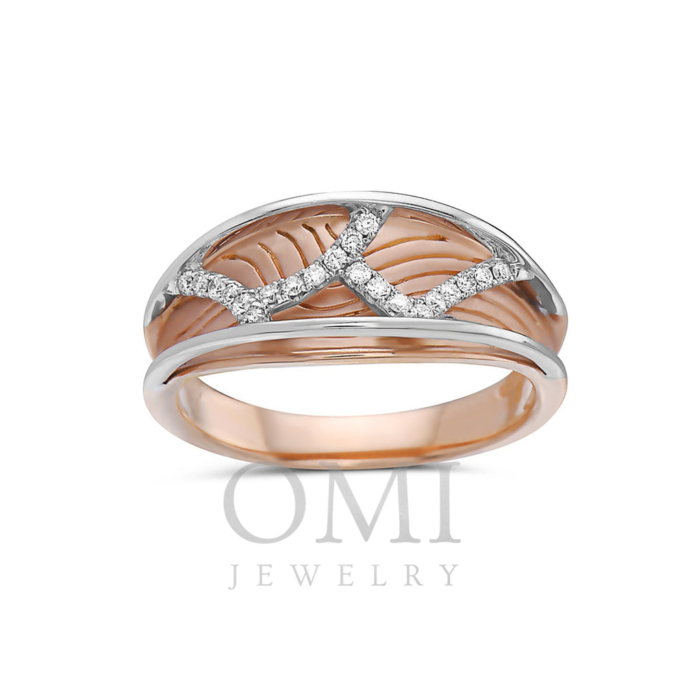 Ladies 18k Rose Gold Diamond 0.15CT Right Hand Ring