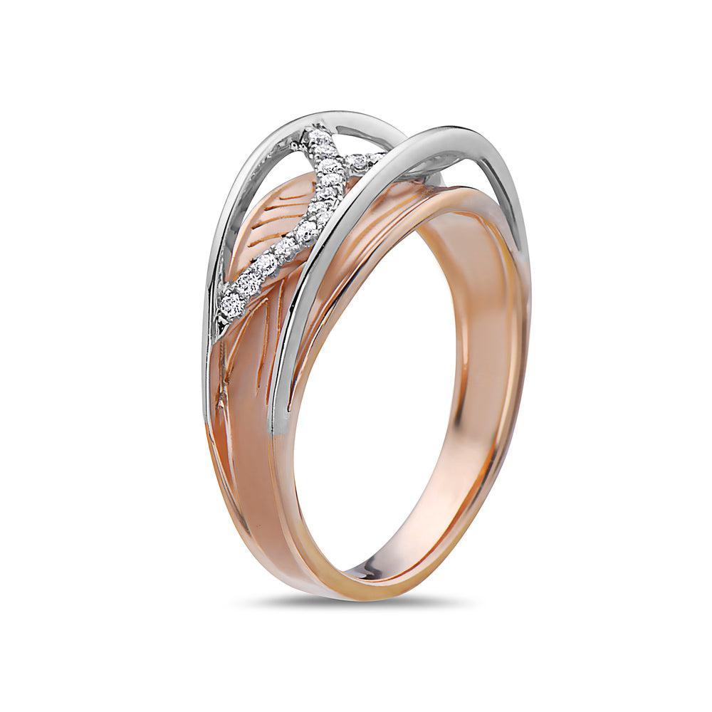 Ladies 18k Rose Gold Diamond 0.15CT Right Hand Ring