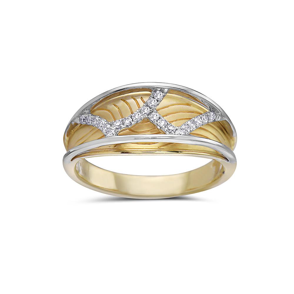 Ladies 18k Yellow Gold Diamond 0.15 CT Right Hand Ring