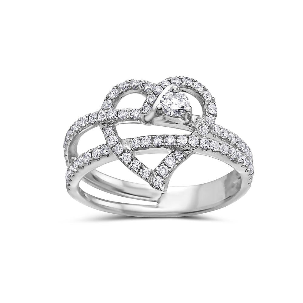 Ladies 18k White Gold Diamond 0.56 CT Right Hand Ring
