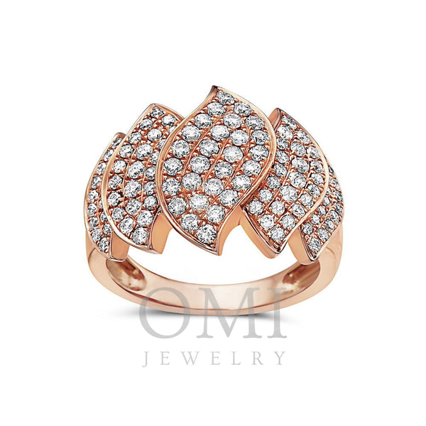 Ladies 18k Rose Gold Diamond 1.28 CT Right Hand Ring