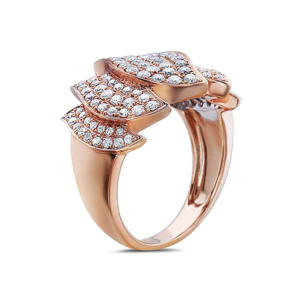 Ladies 18k Rose Gold Diamond 1.28 CT Right Hand Ring