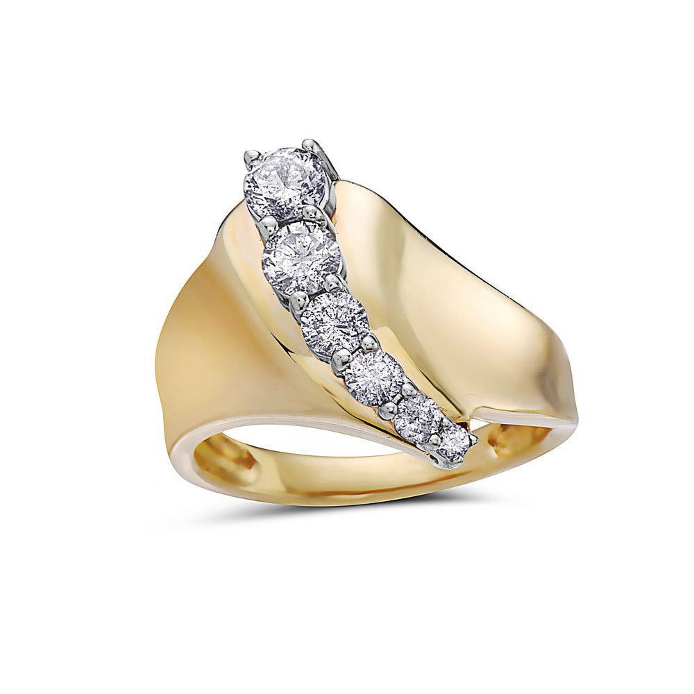 14K Solid Gold Diamond Right Hand Ring 0.85 CT
