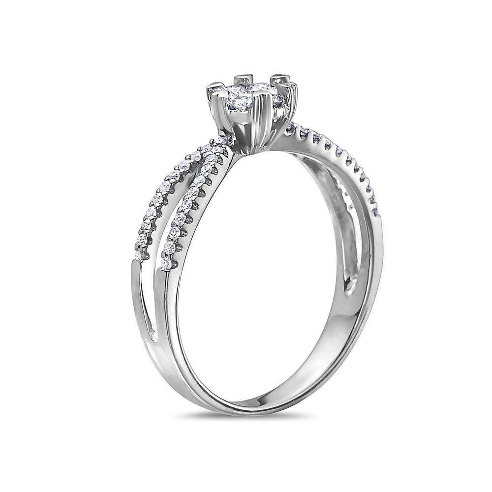 Ladies 14k White Gold Gold Diamond 0.42 CT Right Hand Ring