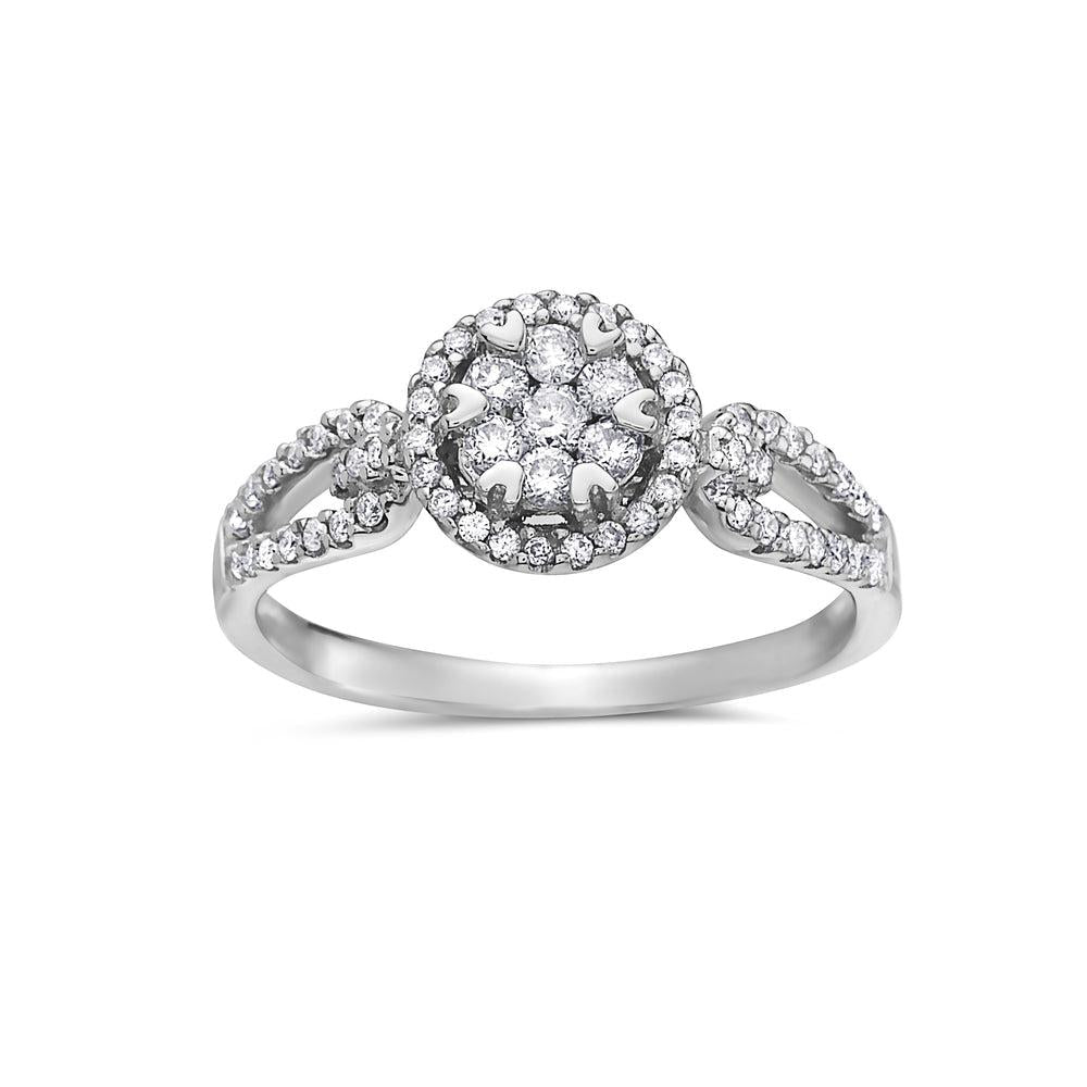 Ladies 14k White Gold Diamond 0.49 CT Right Hand Ring