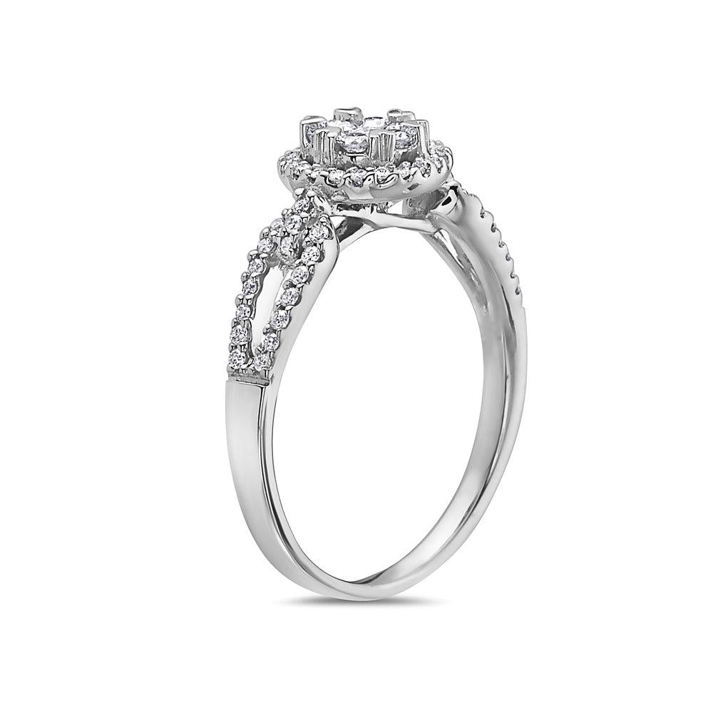 Ladies 14k White Gold Diamond 0.49 CT Right Hand Ring