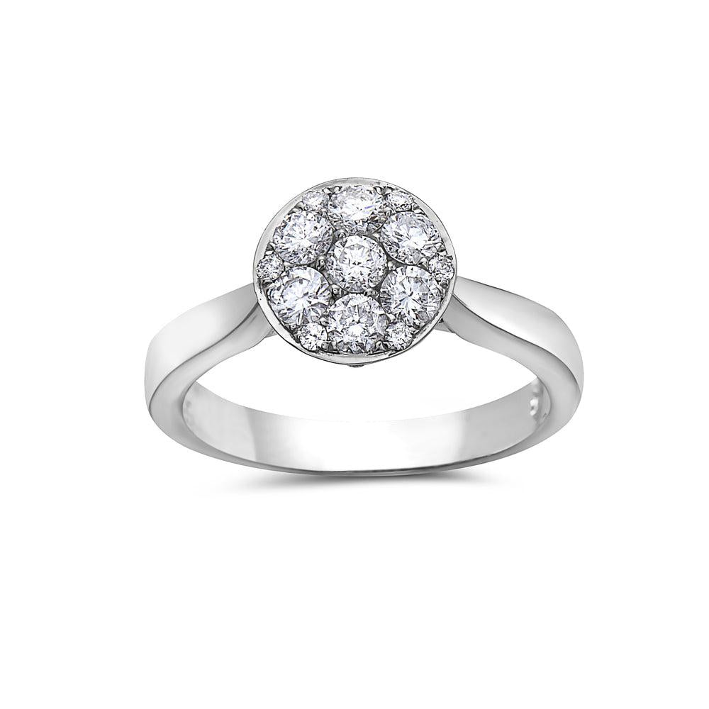 Ladies 18k White Gold Diamond 0.88 CT Right Hand Ring