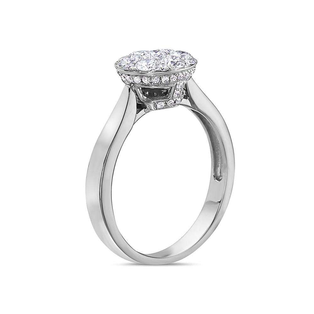 Ladies 18k White Gold Diamond 0.88 CT Right Hand Ring