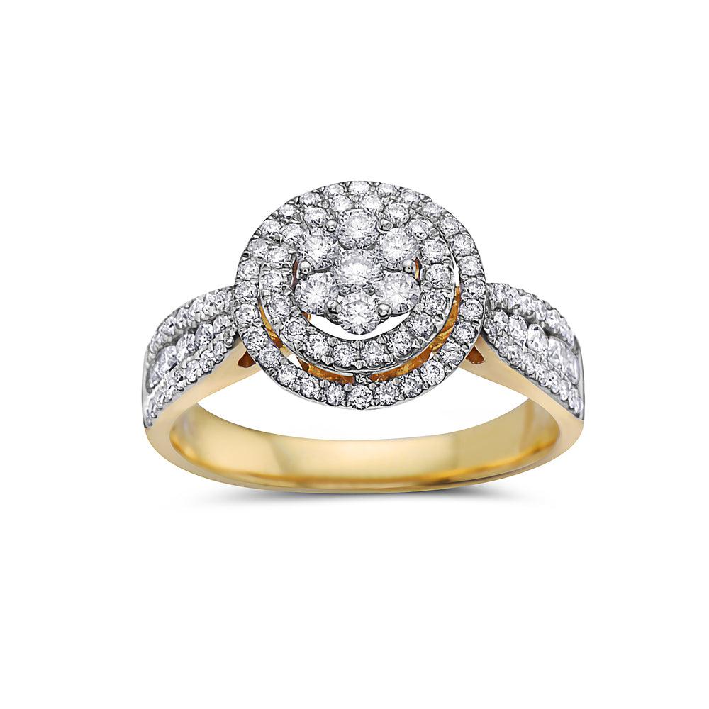 Ladies 18K Yellow Gold Diamond 1.07 CT Right Hand Ring