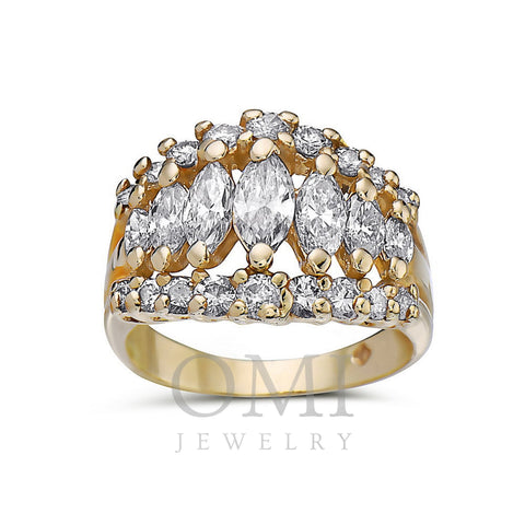 Ladies 14k Yellow Gold Diamond 2 CT Right Hand Ring