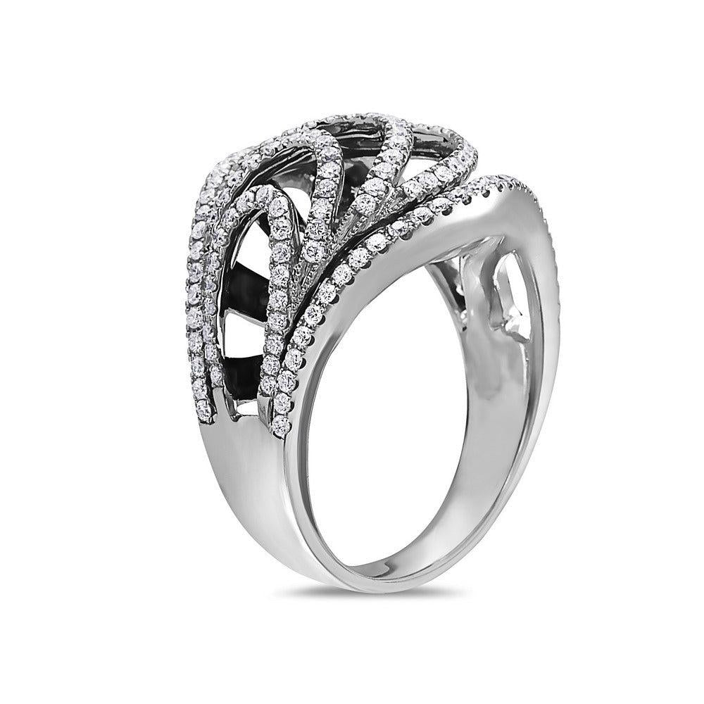 14K WHITE GOLD WHITE & BLACK DIAMOND RIGHT HAND RING 1.91 CT