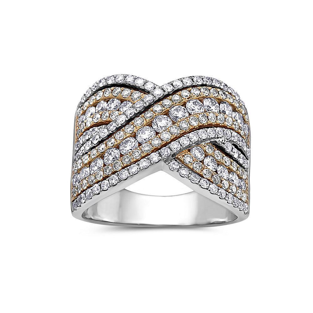 Ladies 18k White Gold Diamond 2.25 CT Right Hand Ring