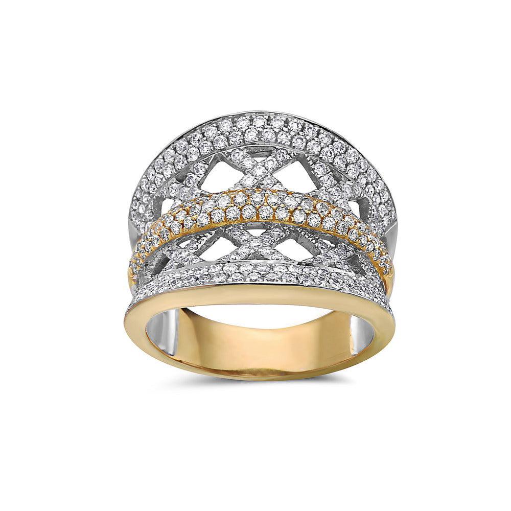 Ladies 18k Yellow Gold Diamond 1.38 CT Right Hand Ring