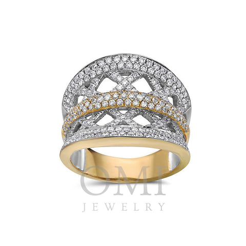 Ladies 18k Yellow Gold Diamond 1.38 CT Right Hand Ring