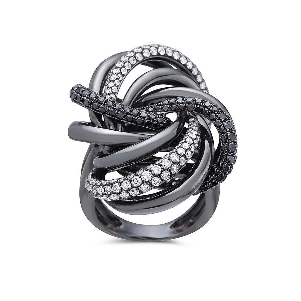 18K BLACK GOLD DIAMOND RIGHT HAND RING CT