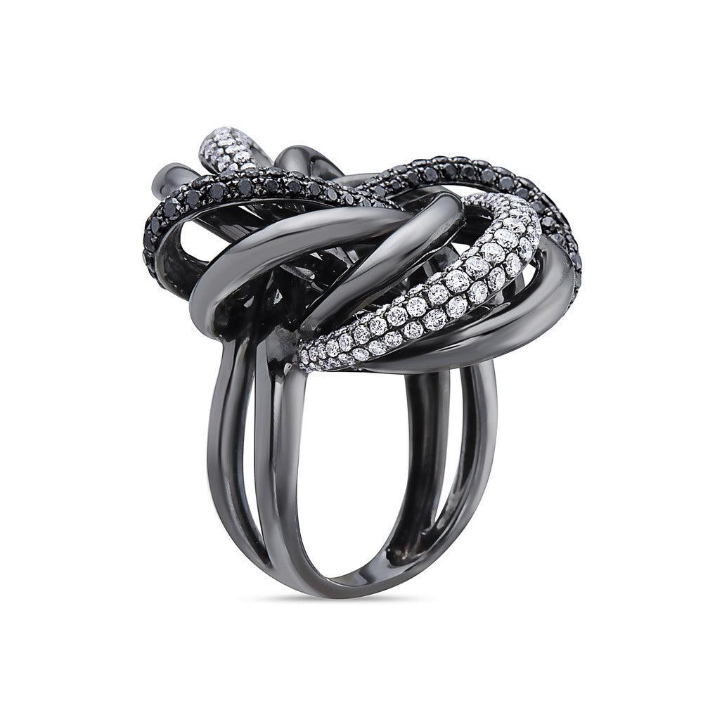 18K BLACK GOLD DIAMOND RING 3.10 CT