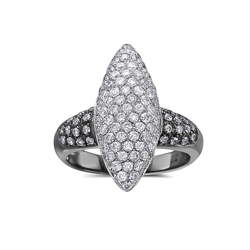 Ladies 14k White Gold Diamond 1.75 CT Right Hand Ring