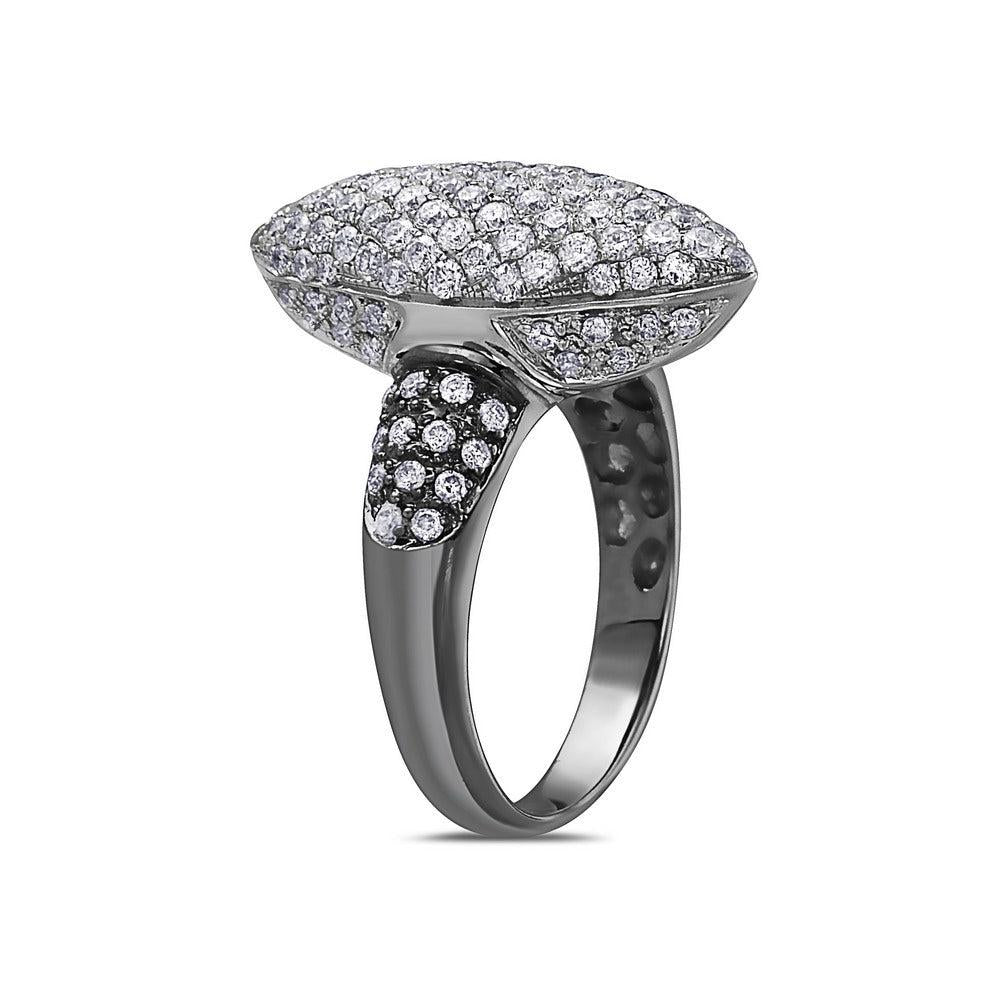 Ladies 14k White Gold Diamond 1.75 CT Right Hand Ring