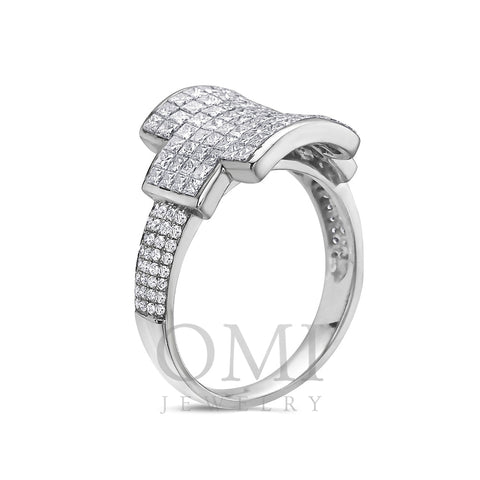 Ladies 14k White Gold Diamond 2.20 CT Right Hand Ring