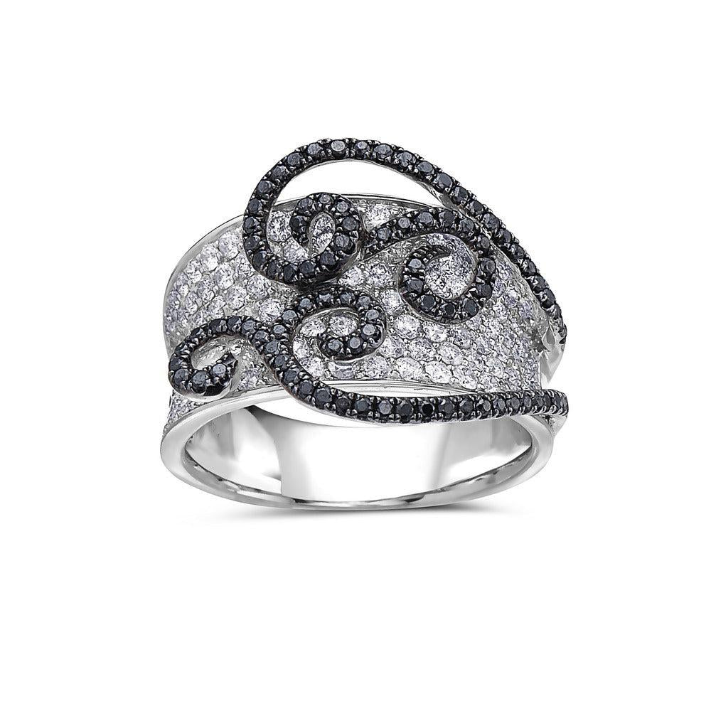 14K GOLD WHITE BLACK DIAMOND RING CTW OMI Jewelry