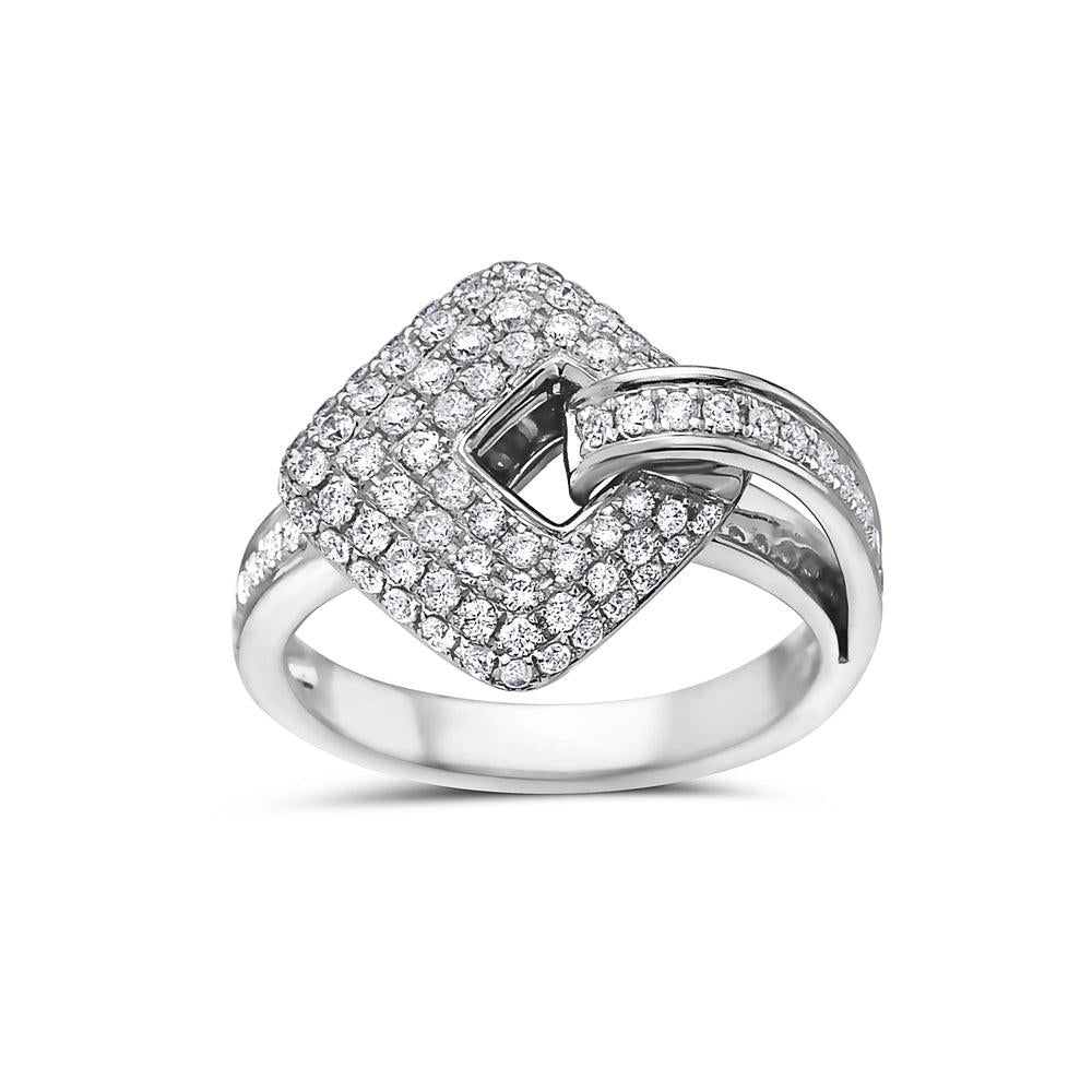 Ladies 18k White Gold Diamond 0.97 CT Right Hand Ring