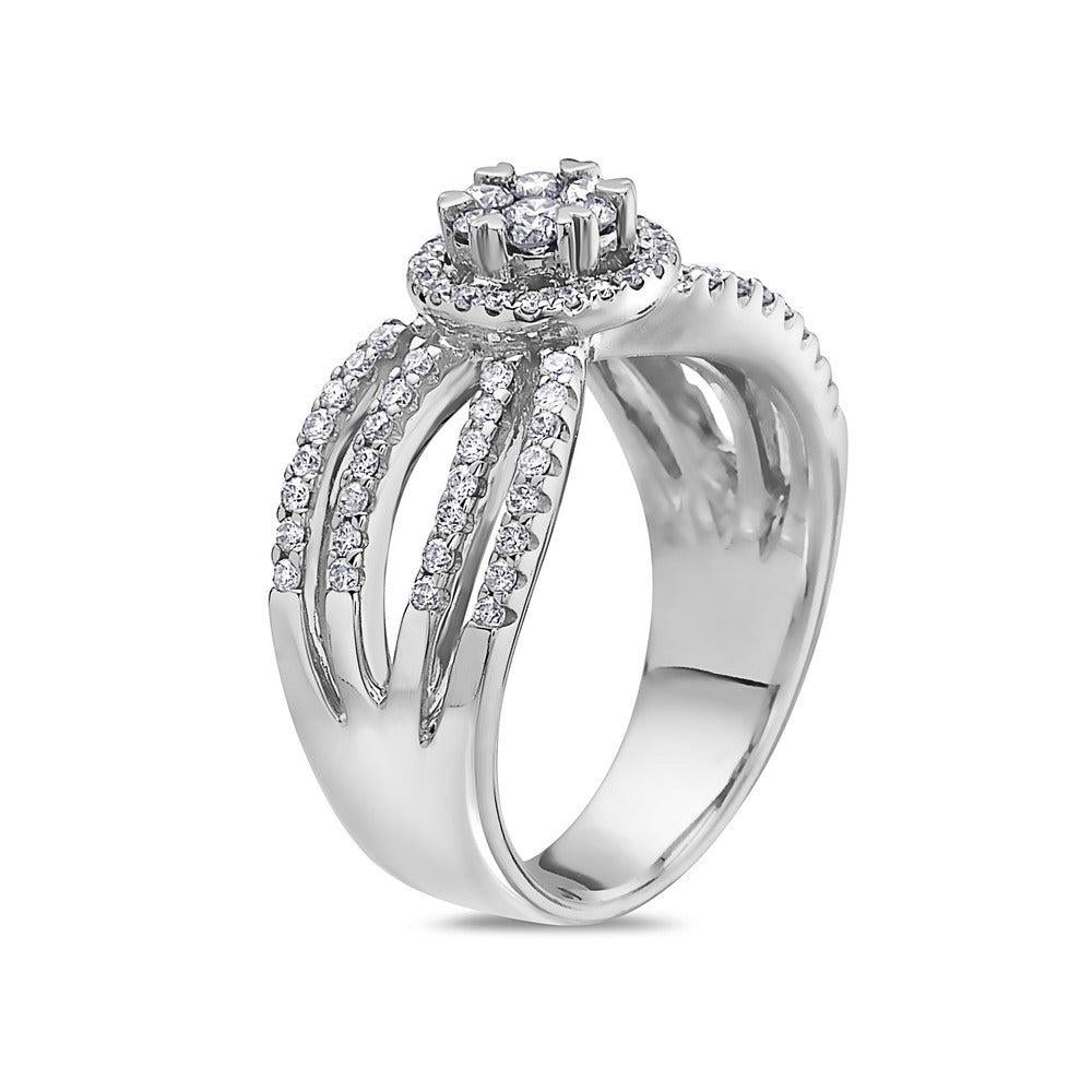 Ladies 14k White Gold Diamond 0.81 CT Right Hand Ring