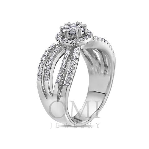 Ladies 14k White Gold Diamond 0.81 CT Right Hand Ring