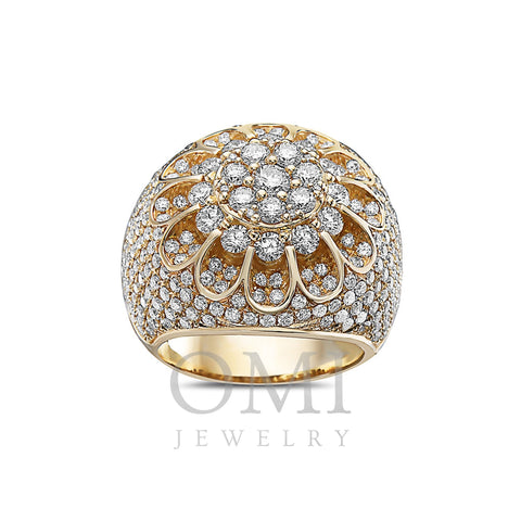 Men's 14K Yellow Gold Cluster Ring with 6.41 CT Diamonds